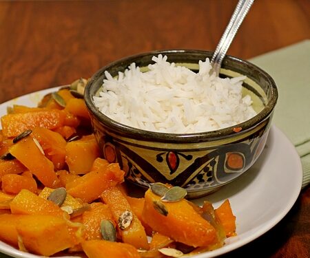 Riso con zucca mantovana, cipolla rossa e un pò di coccole