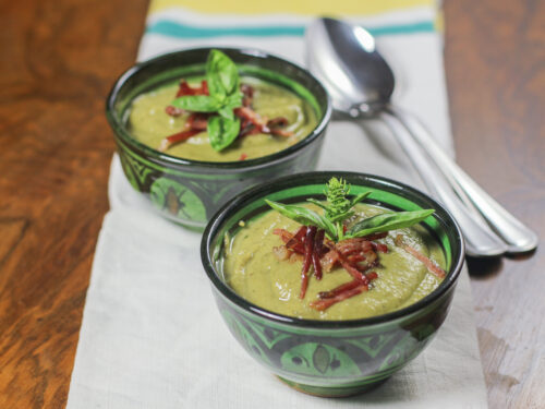 Crema di zucchine al forno e basilico, con leggerezza